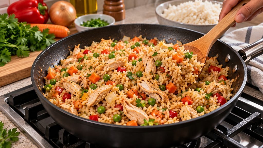 arroz sobrante con pollo