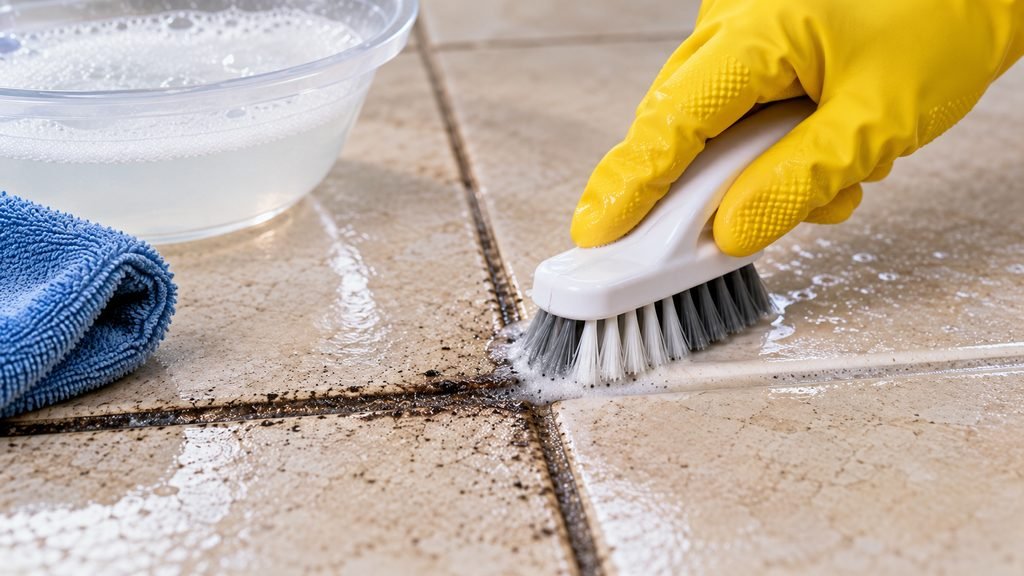 Cómo limpiar las juntas del piso cuando se ponen negras cepillar juntas sucias baldosas
