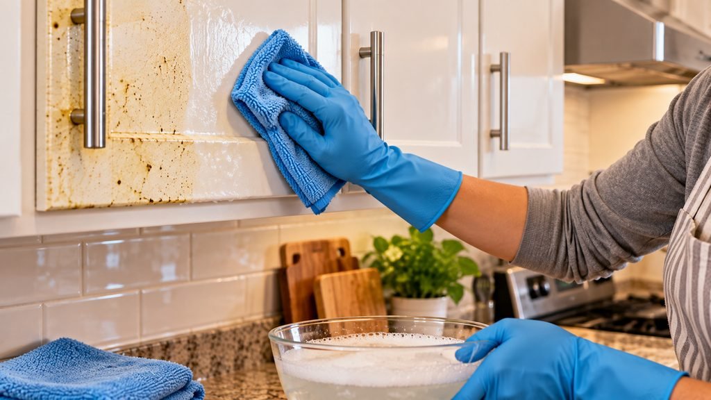 Cómo quitar la grasa acumulada de los gabinetes de la cocina limpiar gabinetes agua jabon