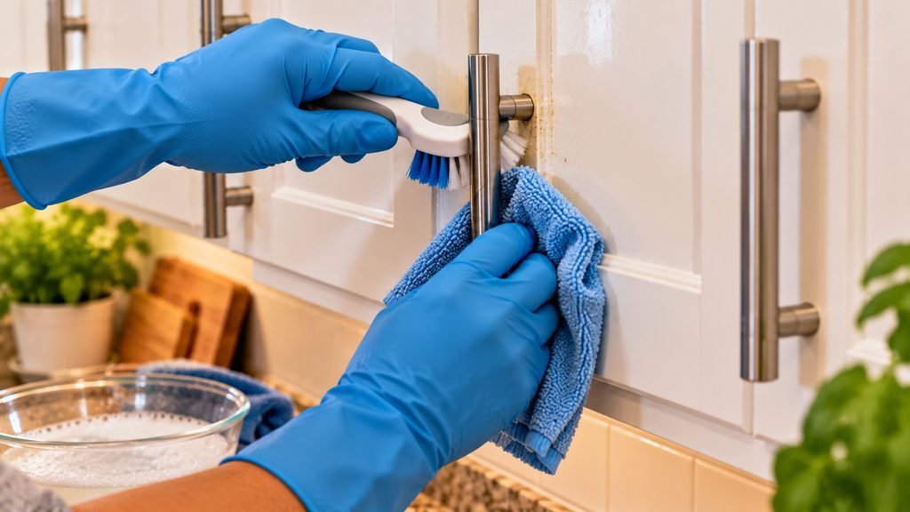 Cómo quitar la grasa acumulada de los gabinetes de la cocina limpiar tiradores gabinetes cocina